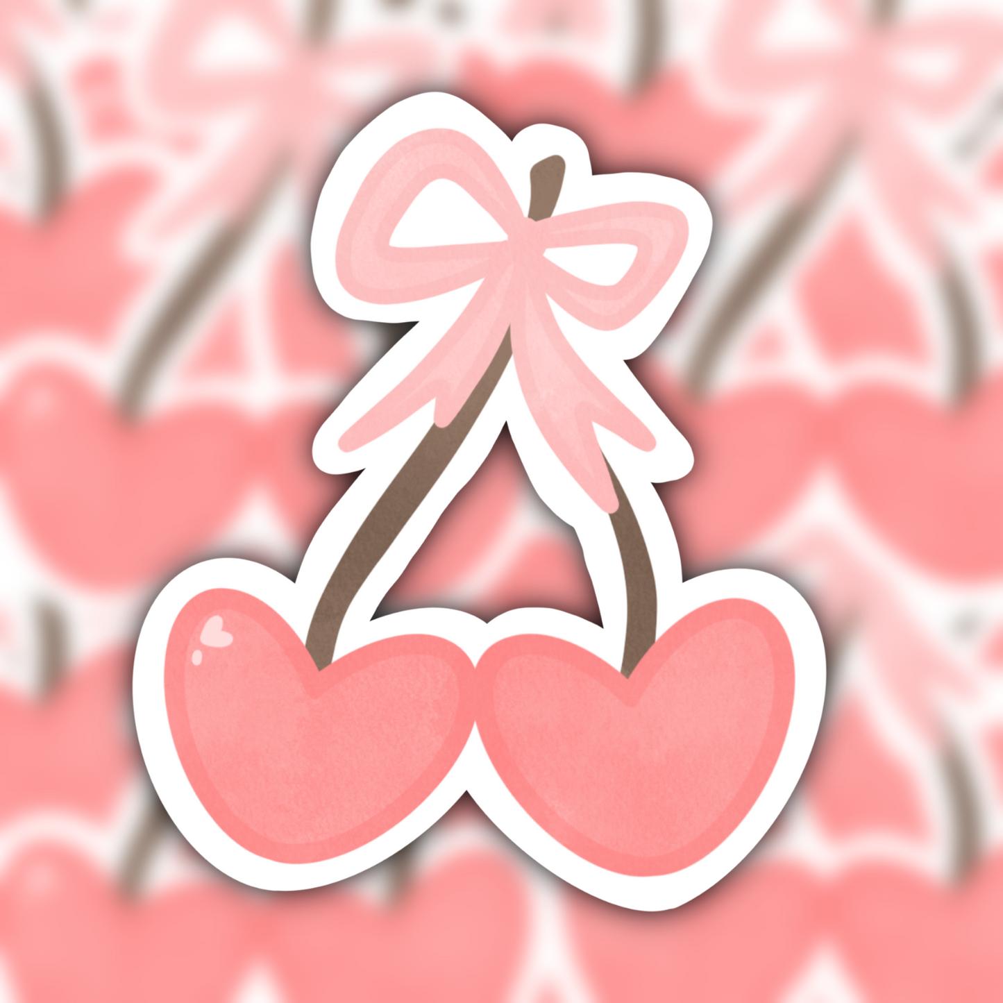 the cherry bow waterproof sticker