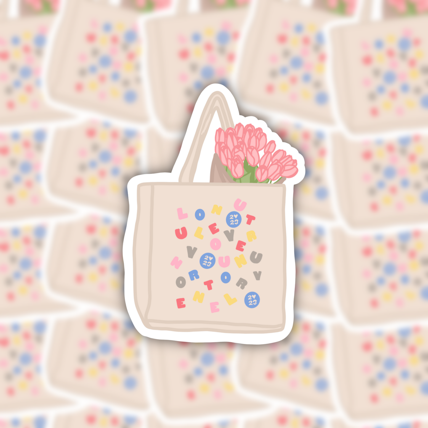 tote + tulips waterproof sticker