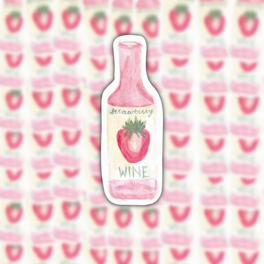 strawberry wine waterproof sticker